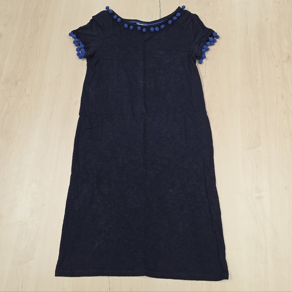 Boden Navy Midi Dress with Blue Pom-Poms